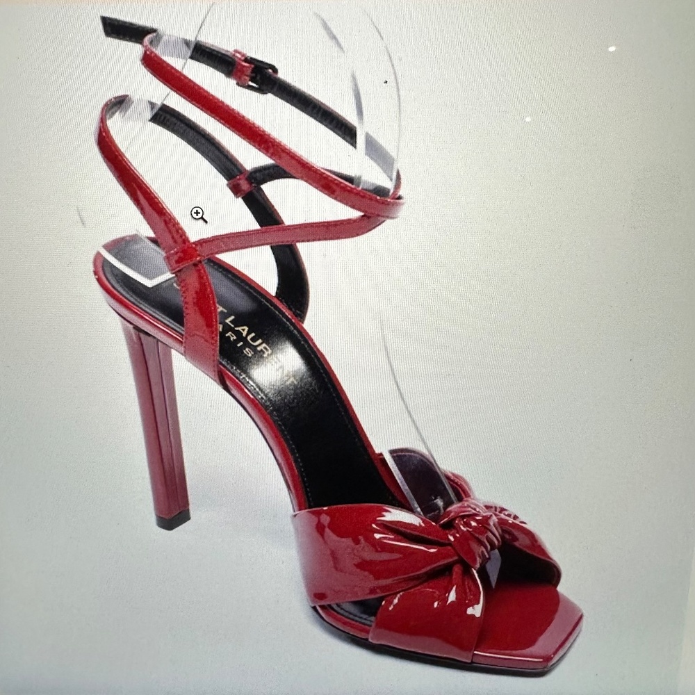 Saint Laurent Vernice Baltimora High Heeled Sandal, Hot Red, 37